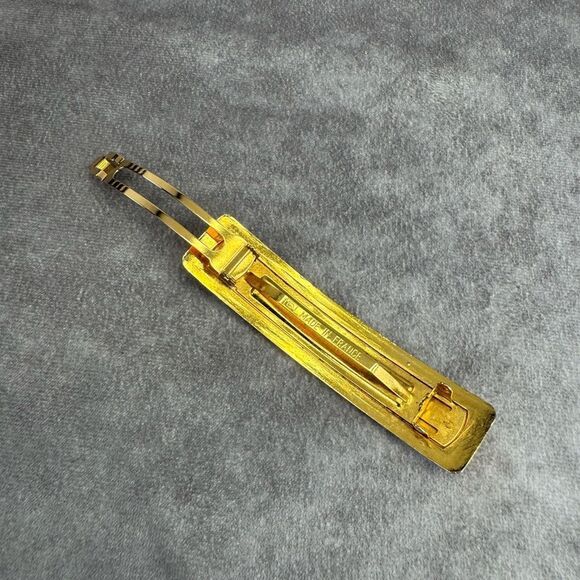 Chanel Vintage Logo Embossed Gold Hair Clip Barrette - Picture 8 of 9